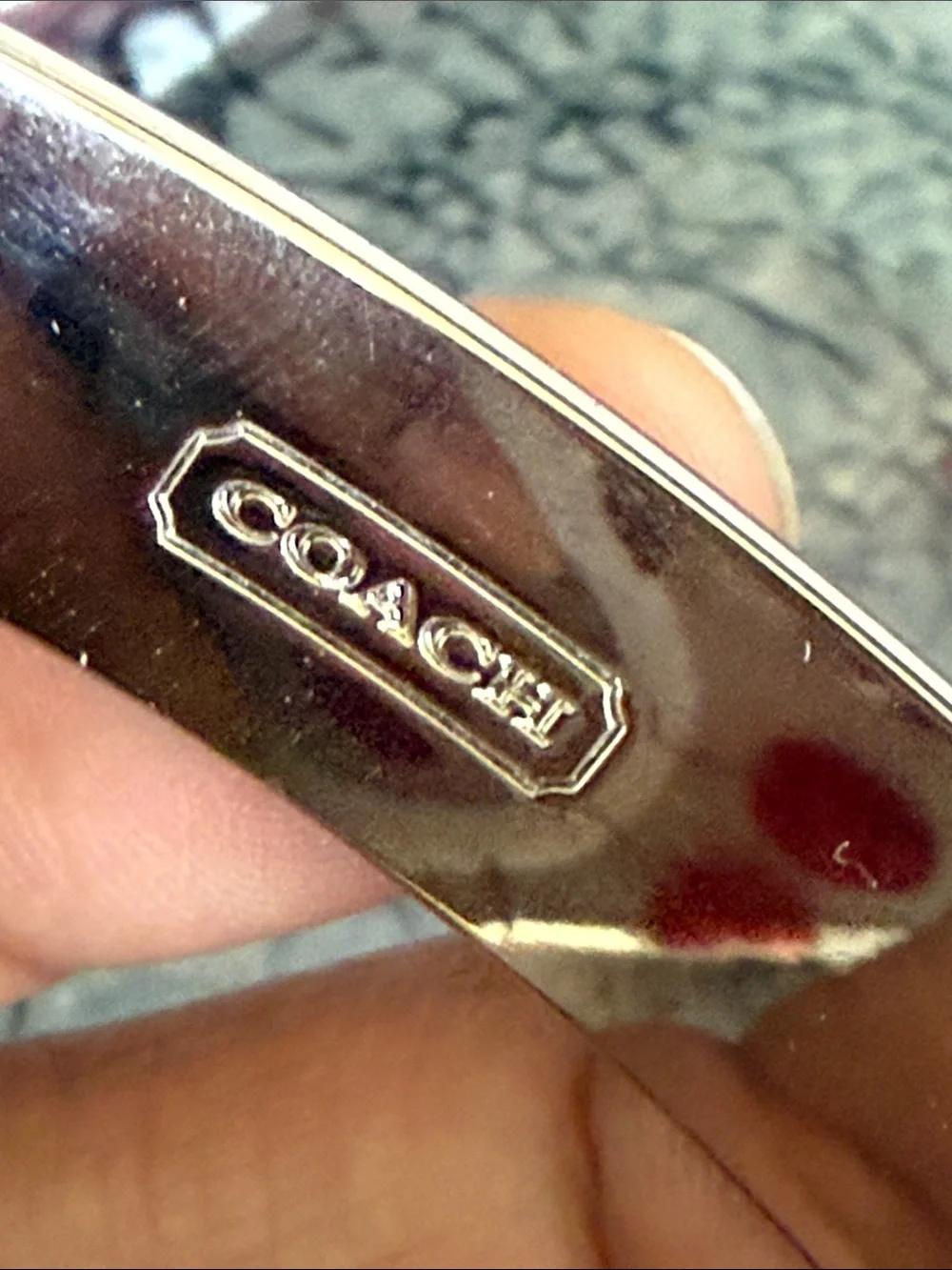 Coach Silver-Tone Bangle with Signature Pattern